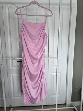 Madison Pink Satin Cowl Midi Dress